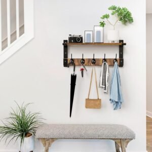 Wall Hooks with Shelf, Coat Rack Wall Mount