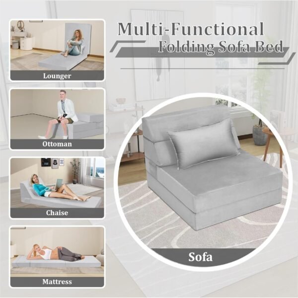 5-in-1 Folding Sofa Bed with Pillow - Image 2